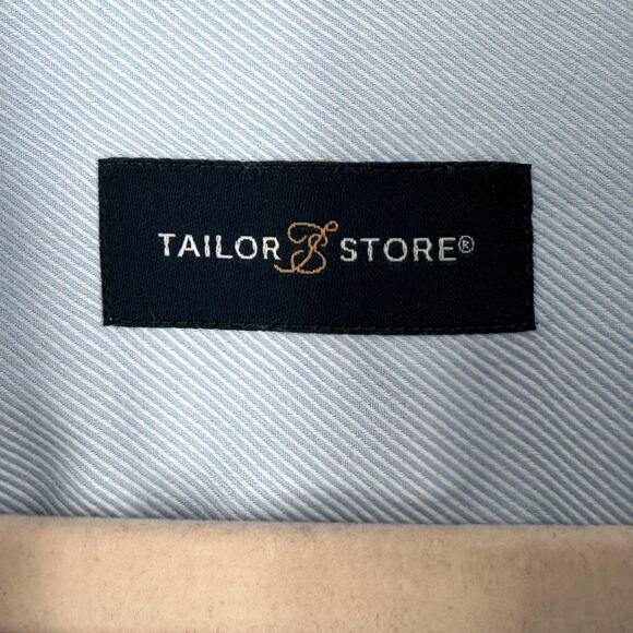 TAILOR STORE Light Blue Fitted Contemporary Long Sleeve Button-Down Shirt Medium - Picture 3 of 7